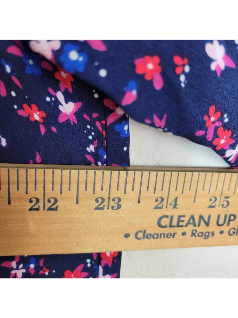 J. Crew Factory Ruffle Neck Long Sleeve Navy Floral Top Blouse Sz XL Preppy - Picture 7 of 8